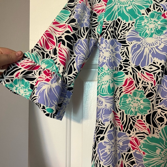 NWOT medium floral ruffle aryeh dress spandex nylon - Picture 6 of 8